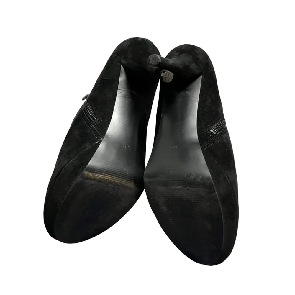 Marc Fisher Black Suede Platform Stiletto Heels Side Zip Booties Size 9.5